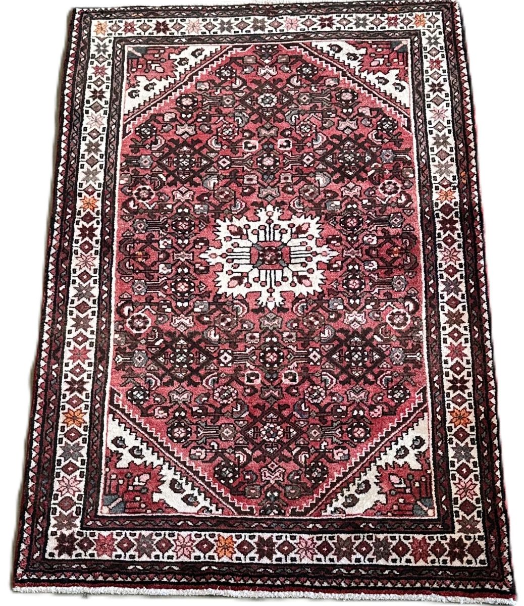 Hand-Knotted Tribal Persian Hossainabad Rug