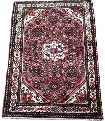 Hand-Knotted Tribal Persian Hossainabad Rug
