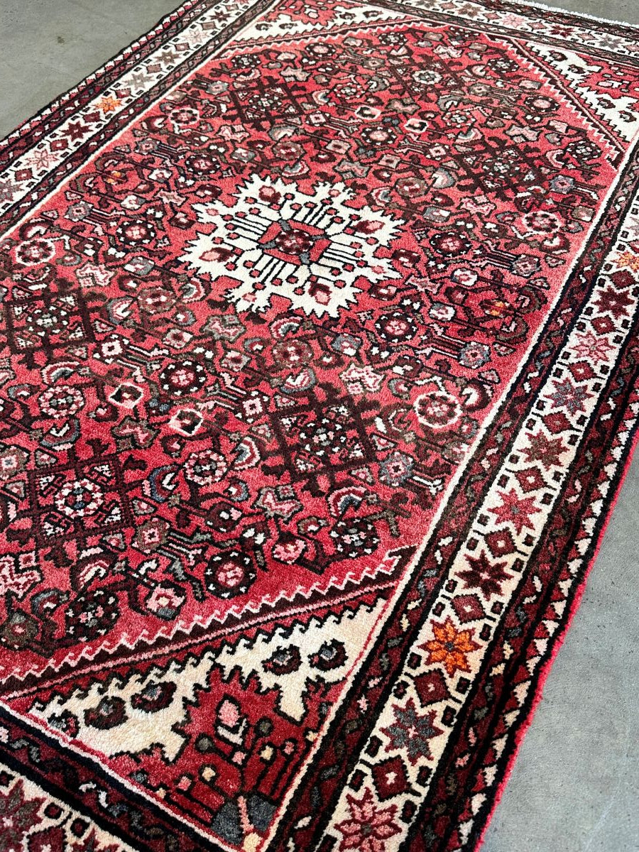 Hand-Knotted Tribal Persian Hossainabad Rug