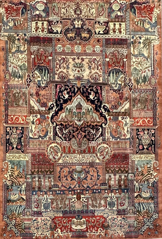 Hand-Knotted Persian Kashmar Carpet