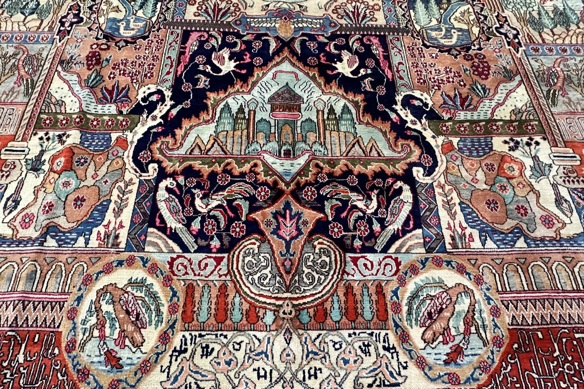 Hand-Knotted Persian Kashmar Carpet