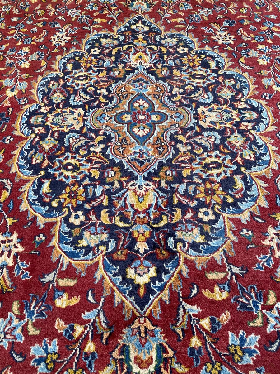 Hand-Knotted Persian Mashhad Carpet