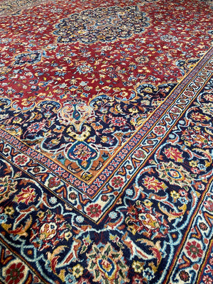 Hand-Knotted Persian Mashhad Carpet