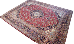 Hand-Knotted Persian Kashan Carpet