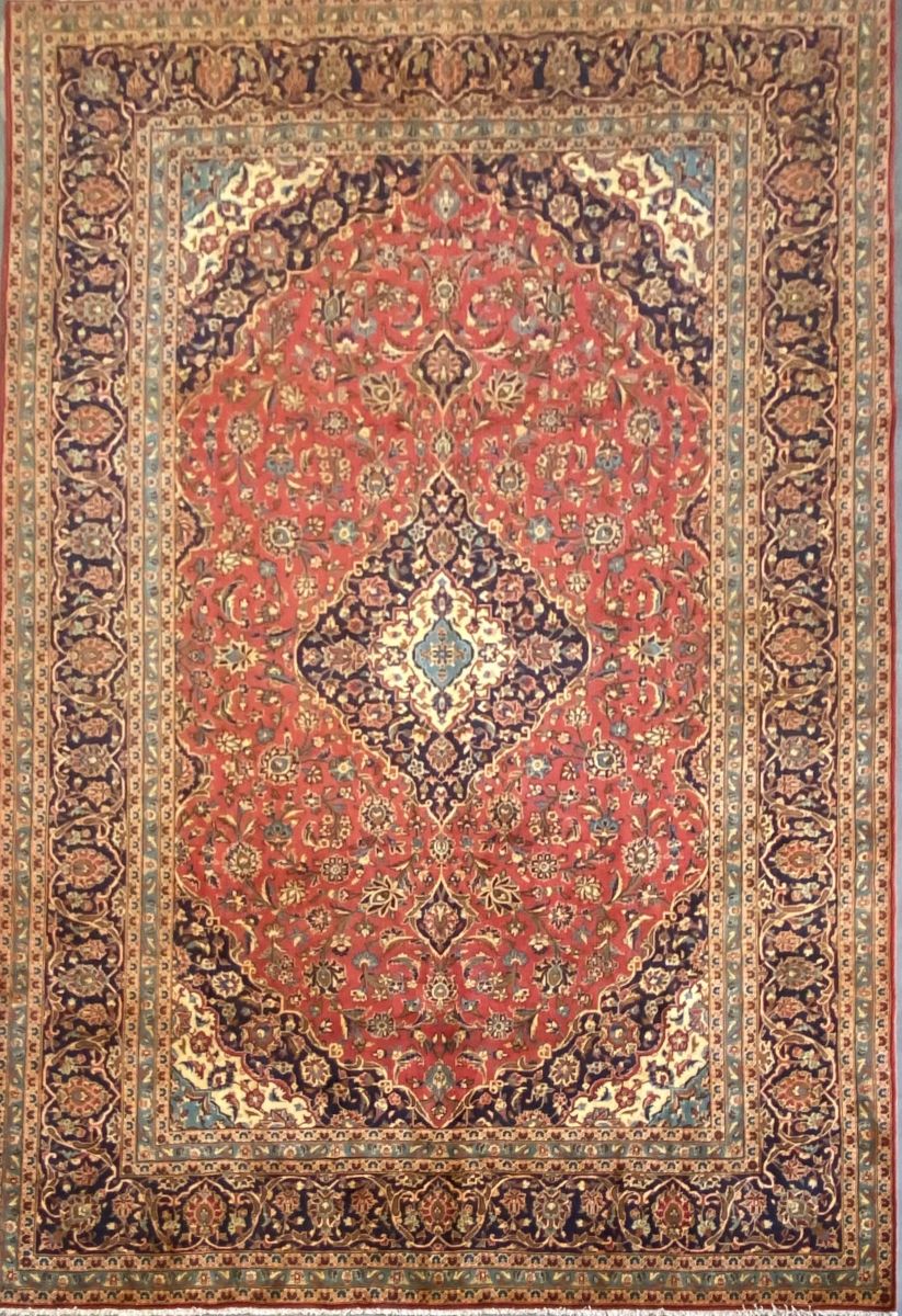 Hand-Knotted Persian Kashan Carpet