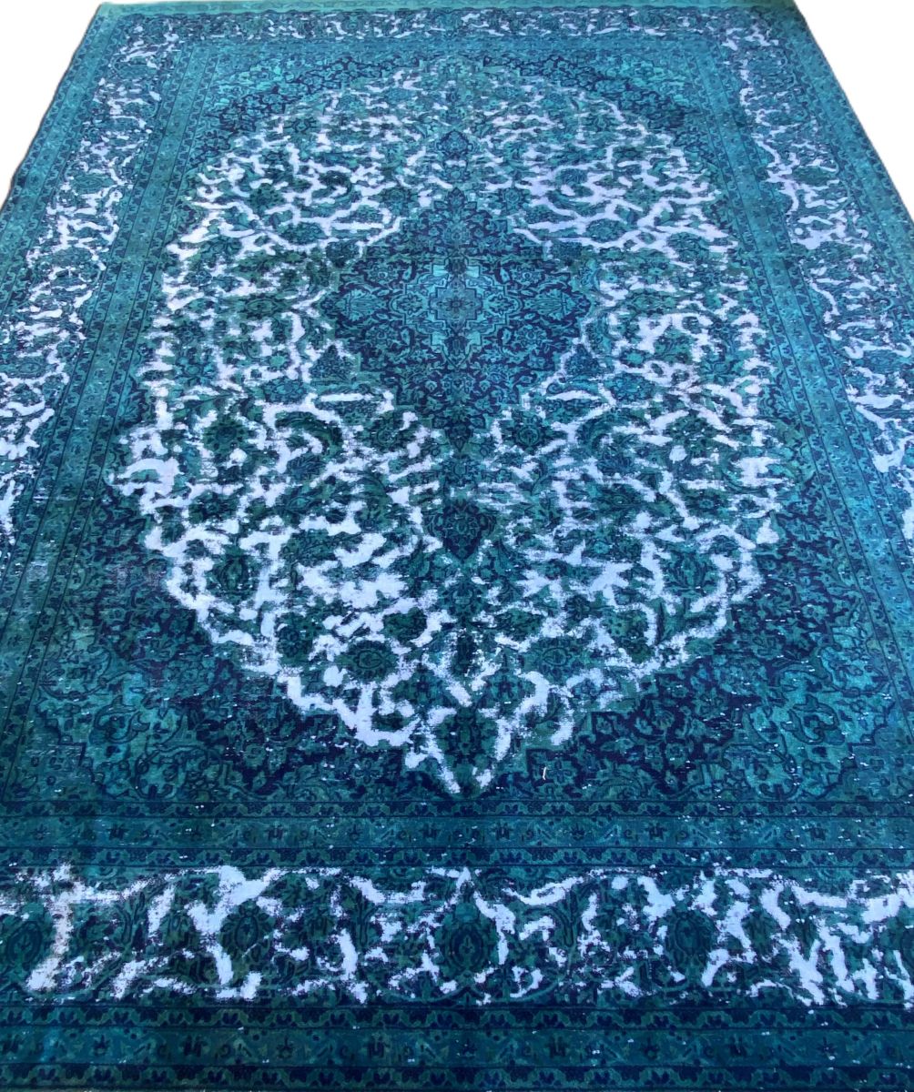 Handmade Vintage Over-Dyed Persian Tabriz