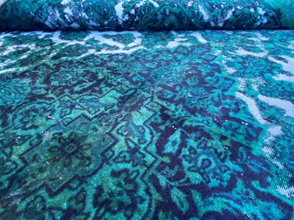 Handmade Vintage Over-Dyed Persian Tabriz