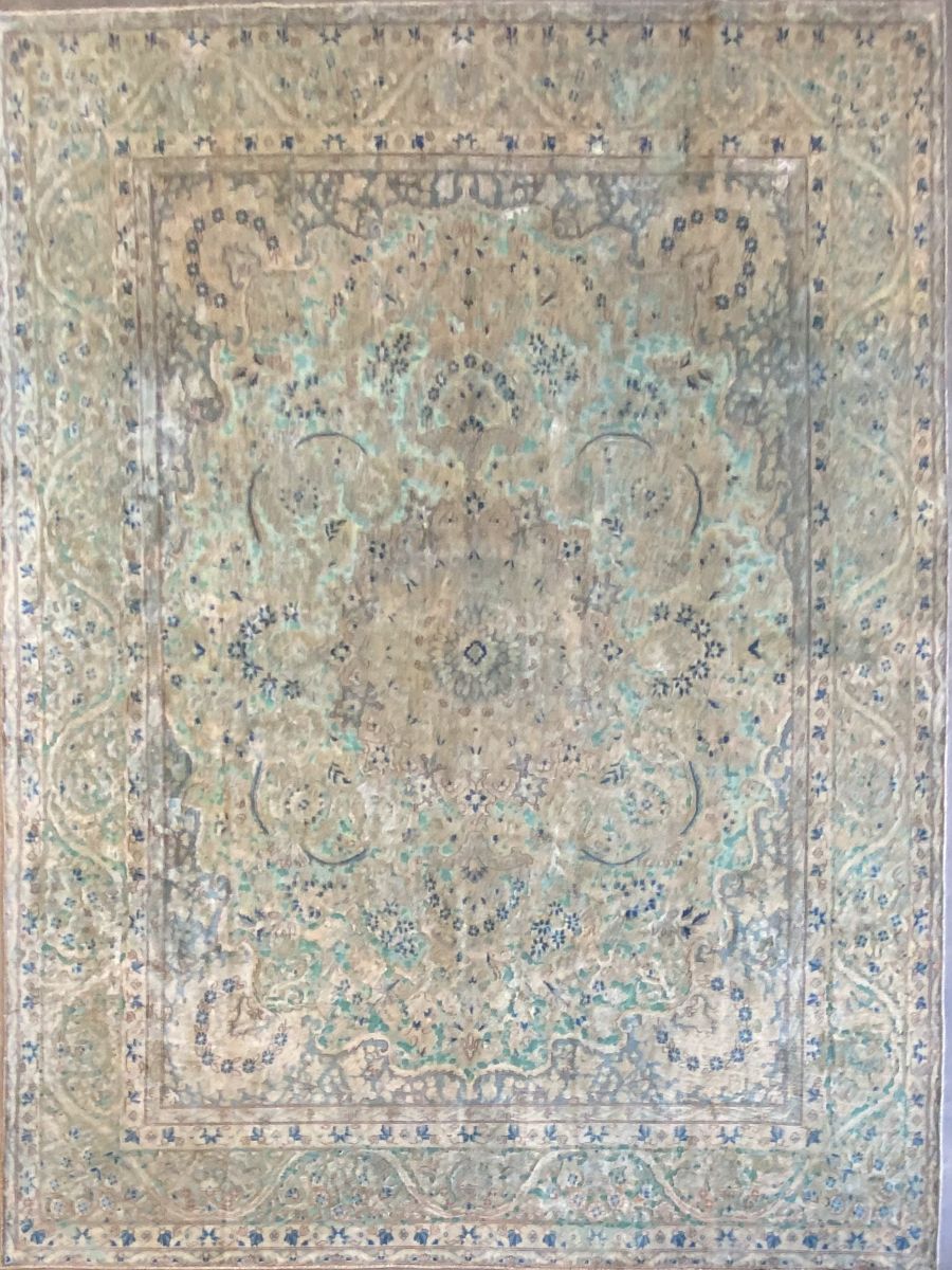 Handmade Vintage Over-Dyed Persian Kerman