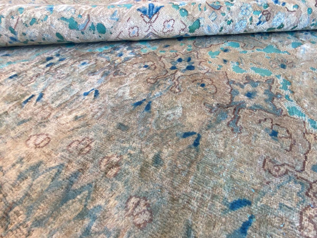 Handmade Vintage Over-Dyed Persian Kerman