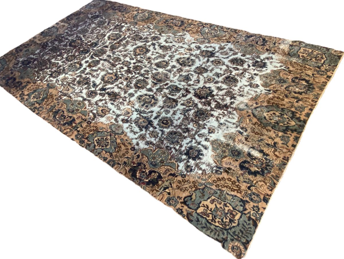 Handmade Vintage Over-dyed Persian Kerman