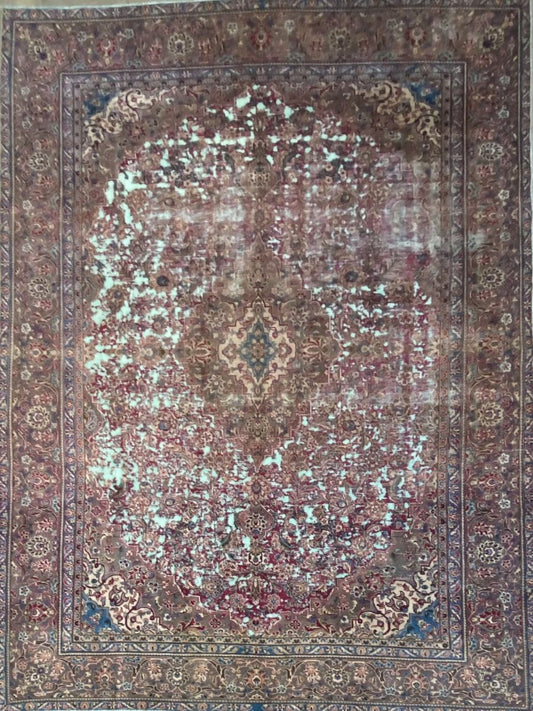 Handmade Vintage Over-dyed Persian Mashhad