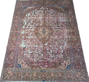 Handmade Vintage Over-dyed Persian Mashhad