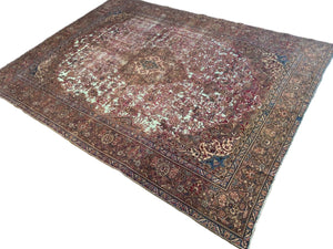 Handmade Vintage Over-dyed Persian Mashhad