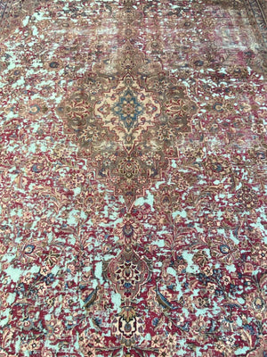 Handmade Vintage Over-dyed Persian Mashhad