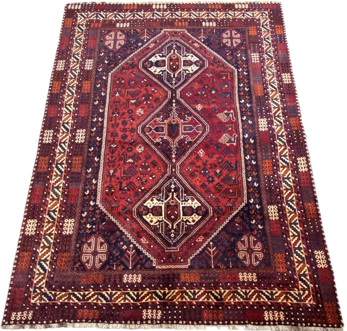 Hand-Knotted Nomadic Persian Qashqaie Carpet