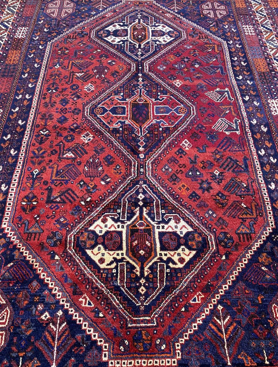Hand-Knotted Nomadic Persian Qashqaie Carpet