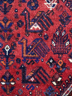 Hand-Knotted Nomadic Persian Qashqaie Carpet