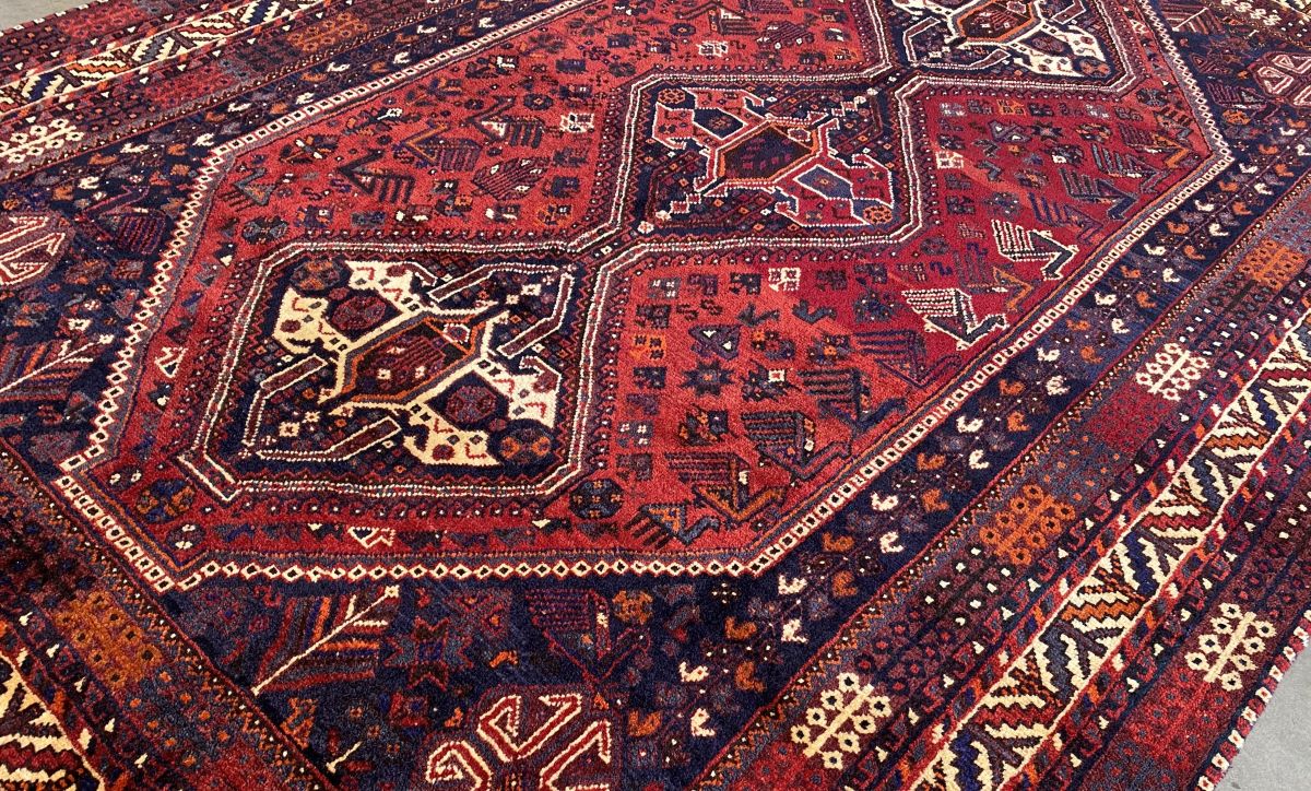 Hand-Knotted Nomadic Persian Qashqaie Carpet