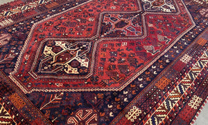 Hand-Knotted Nomadic Persian Qashqaie Carpet
