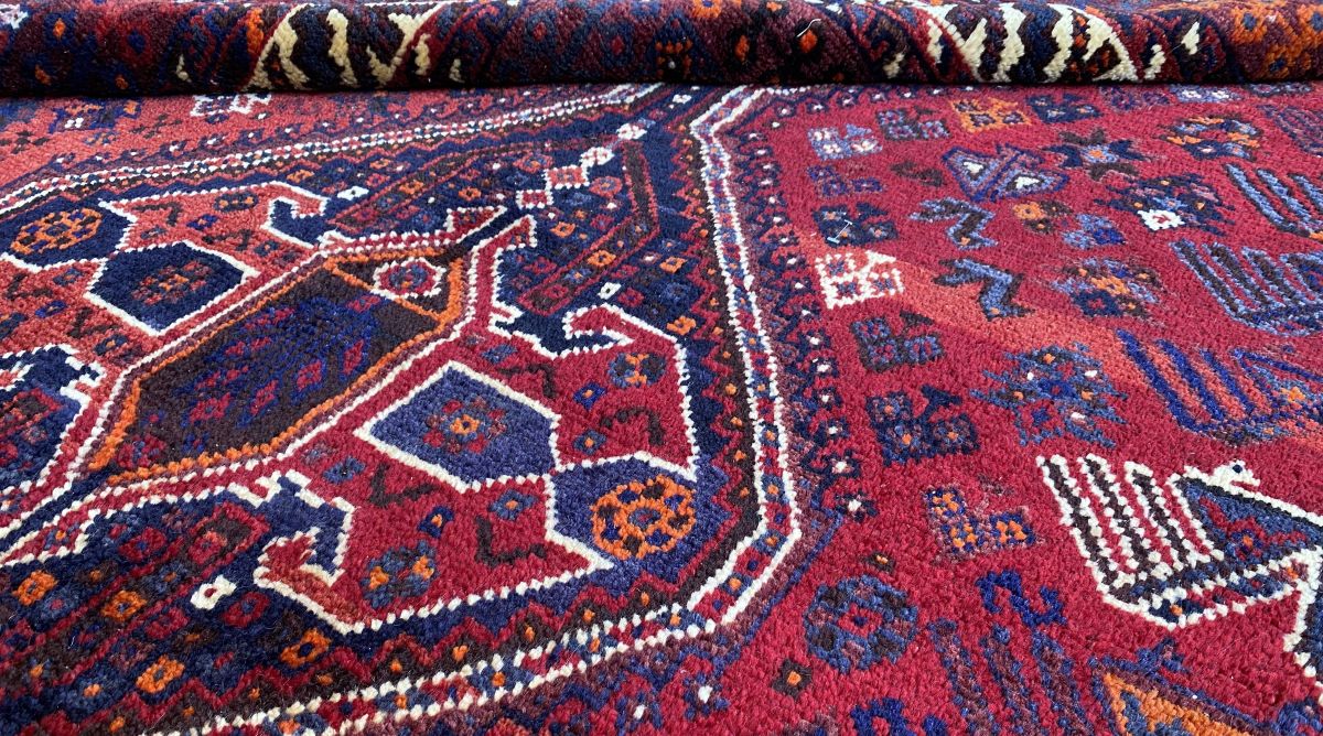 Hand-Knotted Nomadic Persian Qashqaie Carpet