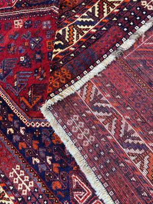 Hand-Knotted Nomadic Persian Qashqaie Carpet