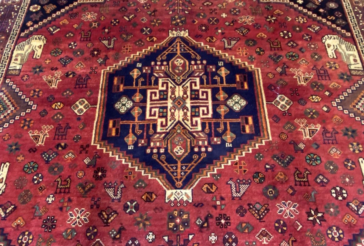 Hand-Knotted Nomadic Persian Qashqaie Carpet