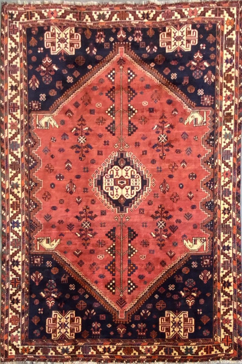 Hand-Knotted Nomadic Persian Qashqaie Carpet