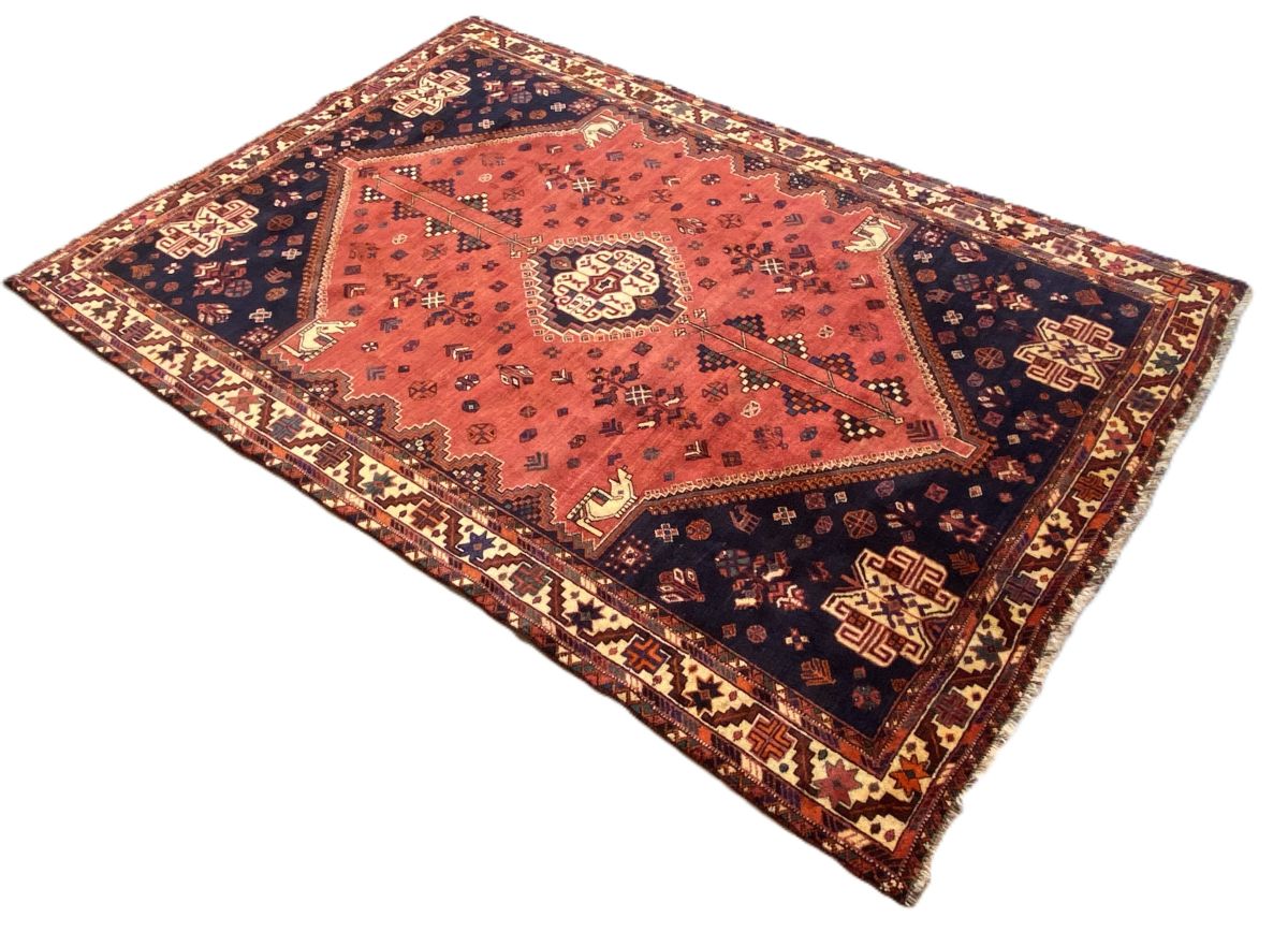 Hand-Knotted Nomadic Persian Qashqaie Carpet