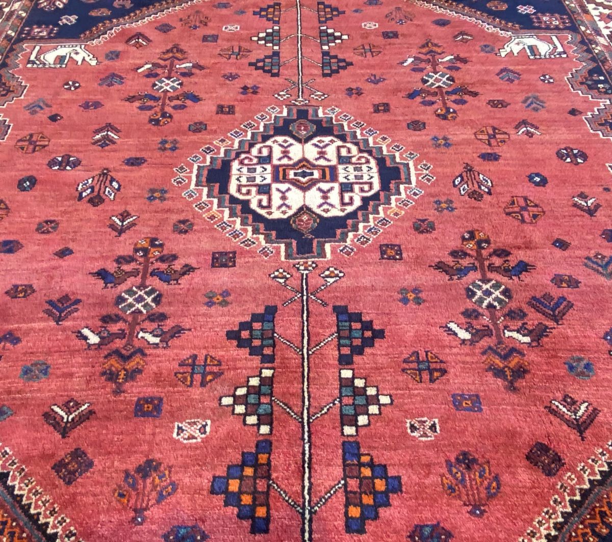 Hand-Knotted Nomadic Persian Qashqaie Carpet