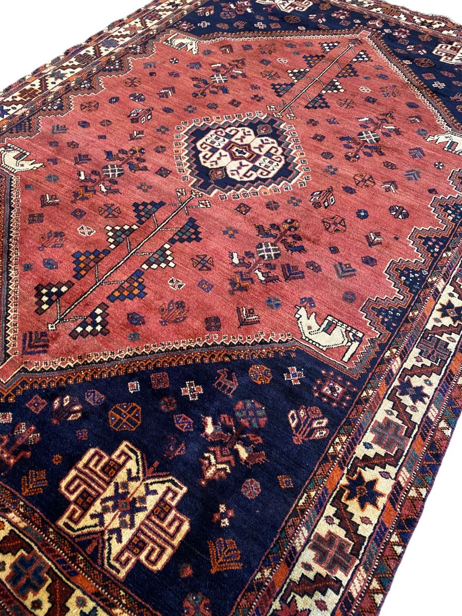 Hand-Knotted Nomadic Persian Qashqaie Carpet
