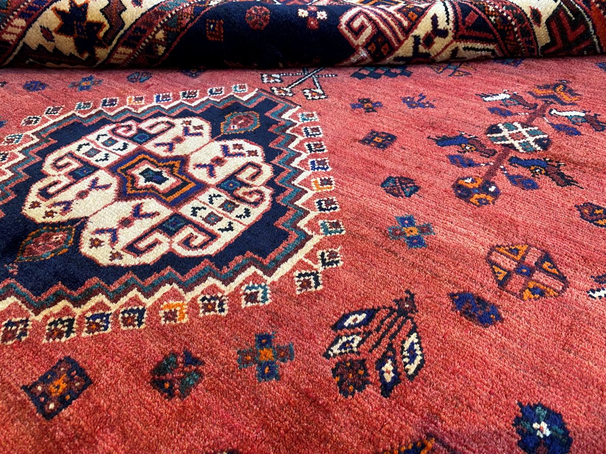 Hand-Knotted Nomadic Persian Qashqaie Carpet
