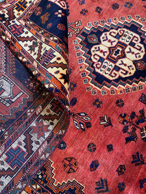 Hand-Knotted Nomadic Persian Qashqaie Carpet