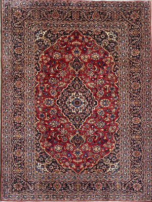 Hand-Knotted Persian Kashan Carpet