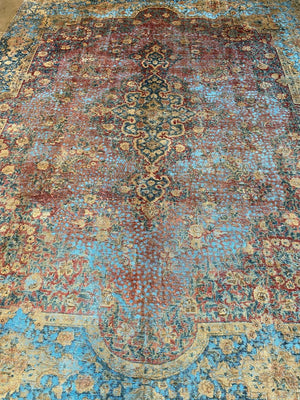 Handmade Vintage Over-dyed Persian Sabzevar