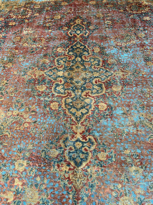 Handmade Vintage Over-dyed Persian Sabzevar