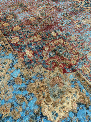 Handmade Vintage Over-dyed Persian Sabzevar