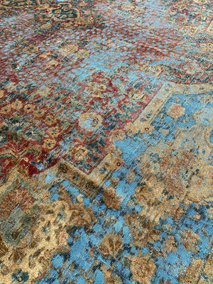 Handmade Vintage Over-dyed Persian Sabzevar