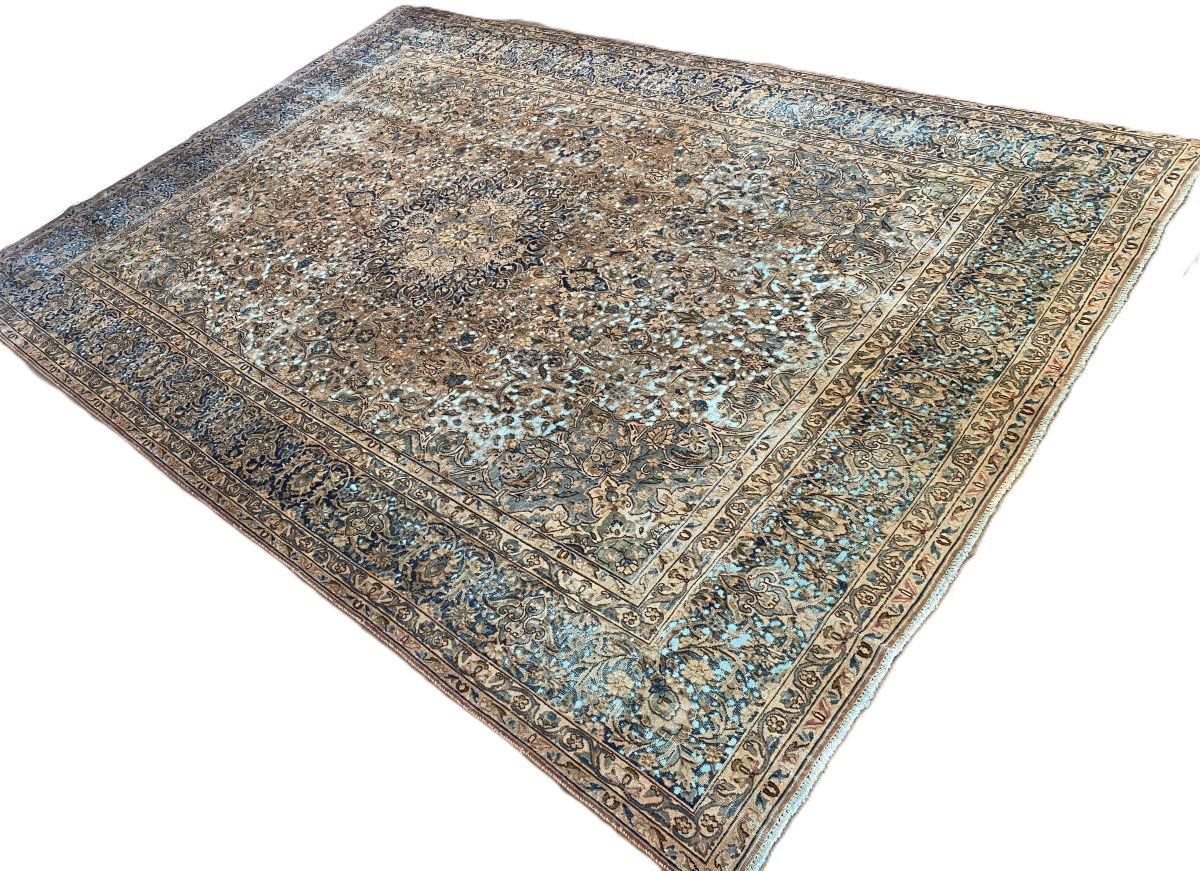 Handmade Vintage Over-dyed Persian Kerman