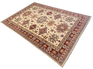 Traditional Hand-Knotted Afghan Kazak Carpet