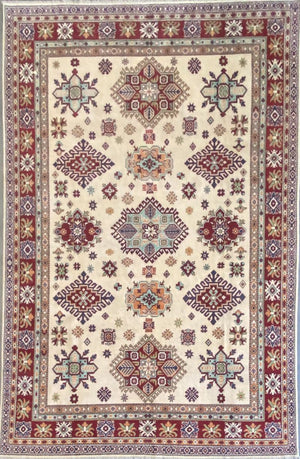 Traditional Hand-Knotted Afghan Kazak Carpet