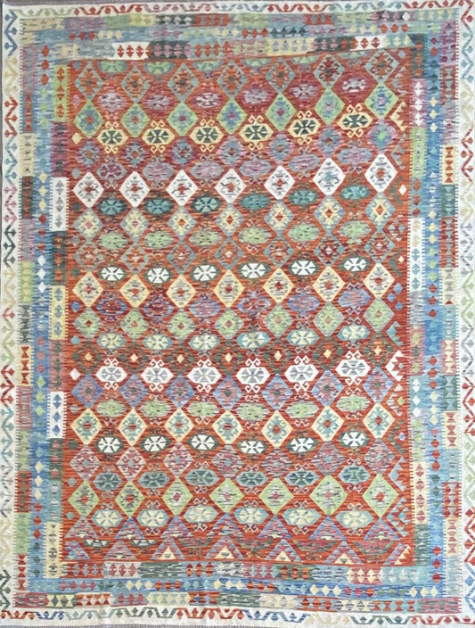 Hand-Woven Tribal Afghan Kazak Kilim