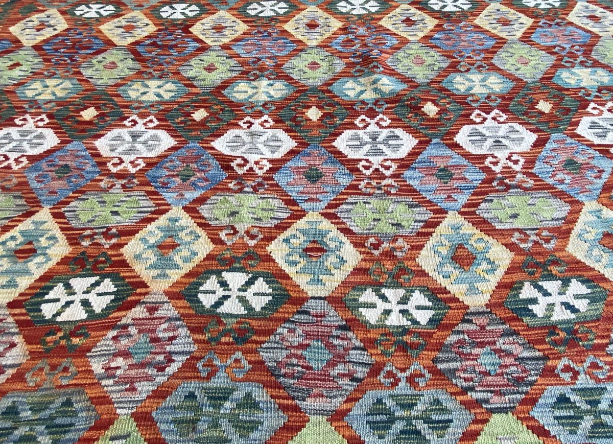 Hand-Woven Tribal Afghan Kazak Kilim