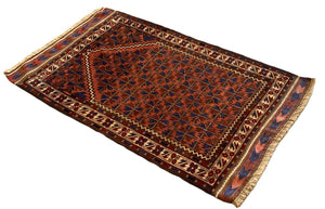 Hand-Knotted Tribal Afghan Balouch Prayer Rug