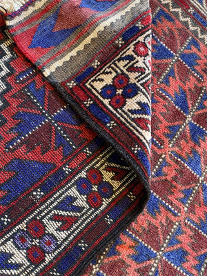 Hand-Knotted Tribal Afghan Balouch Prayer Rug