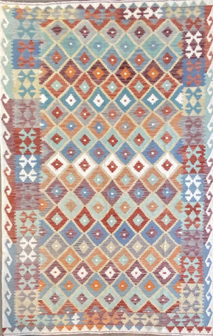 Hand-Woven Tribal Afghan Kazak Kilim