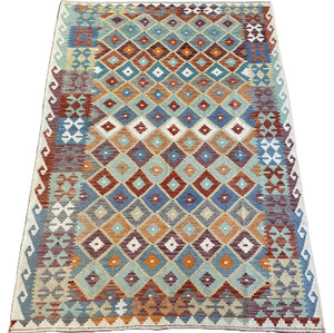 Hand-Woven Tribal Afghan Kazak Kilim