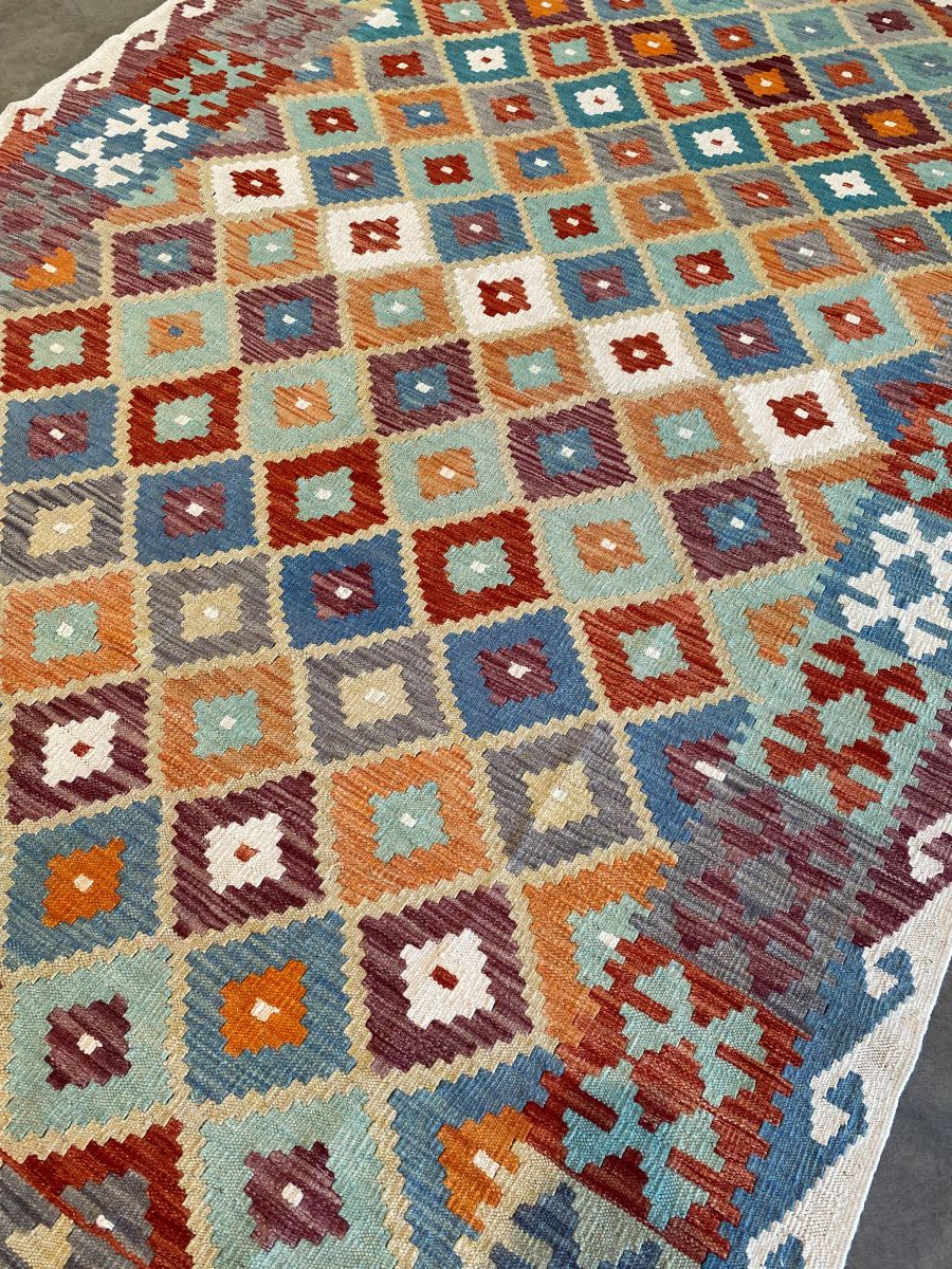 Hand-Woven Tribal Afghan Kazak Kilim
