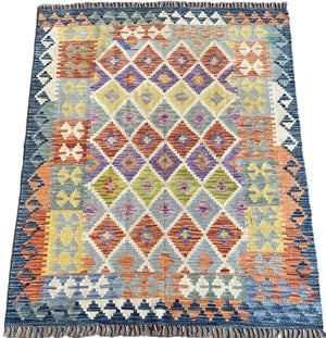 Hand-Woven Tribal Afghan Kazak Kilim