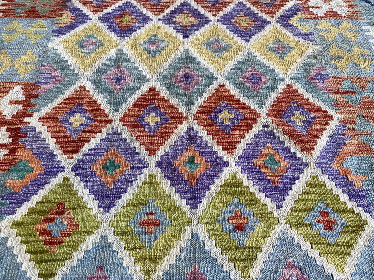 Hand-Woven Tribal Afghan Kazak Kilim