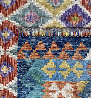 Hand-Woven Tribal Afghan Kazak Kilim